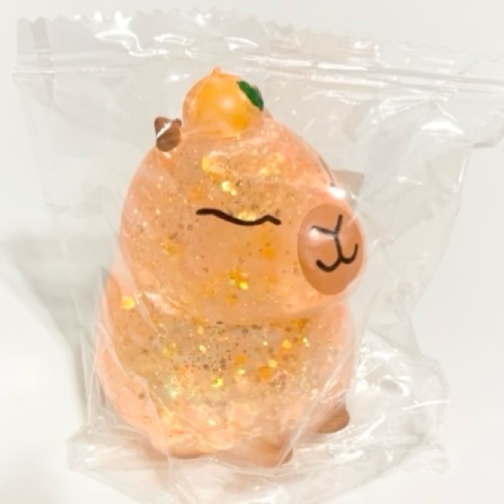 Capybara Sugar Ball NEW Glitter Sensory Squishy Fidget Toy ORANGE